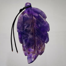 Load image into Gallery viewer, Amethyst Carved Pendant Leaf | 60x30x8mm | Purple | 1 Bead |