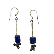 Load image into Gallery viewer, Spark Stardust Lapis Dangle Drop Silver Earrings 5697