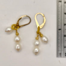 Load image into Gallery viewer, Faceted Pearl 14K Gold Filled Lever Back Earrings | 1 1/2" Long| White| 1 Pair |