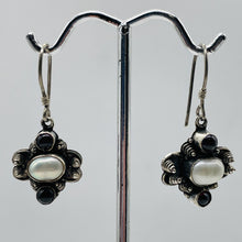 Load image into Gallery viewer, Garnet Fresh Water Pearl Sterling Silver Earrings | 1 1/4" Long | Red White |