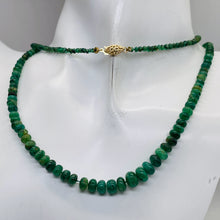 Load image into Gallery viewer, Emerald Graduated 3 to 4mm Rondelle Necklace | 23&quot; Long | 37 tcw | Green |
