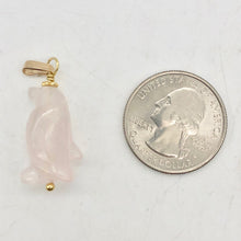Load image into Gallery viewer, Rose Quartz Penguin Pendant Necklace|Semi Precious Stone Jewelry|14k Pendant