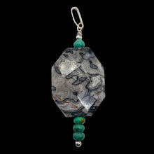 Load image into Gallery viewer, Picasso Jasper Sterling Silver Pendant | 1 1/2" Long | Gray/Black | 1 Pendant |