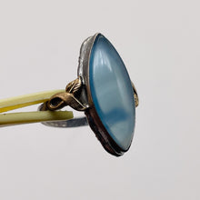 Load image into Gallery viewer, Clear Briolette Agate Sterling Silver 14K Gold Ring | Size 5 | Blue | 1 Ring |