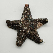 Load image into Gallery viewer, 1 Hand Carved Mica Quartz Starfish Bead | 59x54x11mm | Red White and Grey