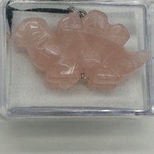 Load image into Gallery viewer, Rose Quartz Stegosaurus Dinosaur Pendant Necklace | 3/4' Long | Pink |