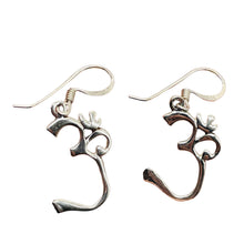 Load image into Gallery viewer, Om Symbol Sterling Silver Earrings | 1 1/4" Long | Silver | 1 Pair |