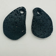 Load image into Gallery viewer, Lava Stone Carved Teardrop Pendant Beads | 52x36x6mm | Black | 2 BeadS |