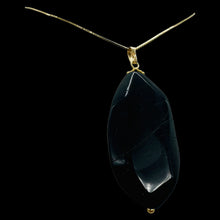 Load image into Gallery viewer, Natural Blue Tiger Eye Faceted Flat Oval Nugget Pendant 2" Blue Black Gemstone