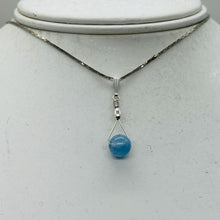 Load image into Gallery viewer, Aquamarine Sterling Silver Wire Wrap Spinner Pendant | 1" Long | Blue |