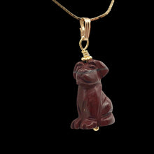 Load image into Gallery viewer, Faithful Brecciated Jasper Hand Carved Dog and 14k Gold Filled Pendant 509261BJG