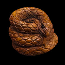 Load image into Gallery viewer, Year of the Snake 2025 Coiled Boxwood Bead | 1 Netsuke | | 17x22x23mm | Brown