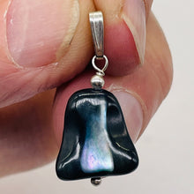 Load image into Gallery viewer, Black Lip Shell Sterling Silver Drop Pendant | 1" Long| Black White| 1 Pendant |