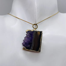 Load image into Gallery viewer, Amethyst Crystal Slice Gold Framed | 1 1/4" Long | Purple Clear | 1 Pendant |