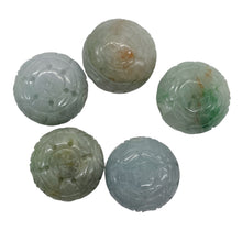 Load image into Gallery viewer, Jade Flat Round Chinese Character Inscribed Bead | 22x12mm| Green White| 1 Bead|