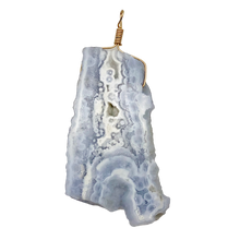 Load image into Gallery viewer, 87cts Blue Chalcedony Druzy Dream Bead 14K Gold Filled Pendant | 2 3/4"Long |