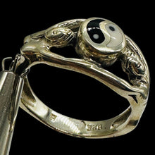 Load image into Gallery viewer, Yin Yang Black Agate Mother of Pearl Sterling Silver Ring Size 6 Designer