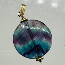 Load image into Gallery viewer, Fluorite 14K Gold Filled Striped Pendant | 1 1/4" Long| Purple, Blue| 1 Pendant|
