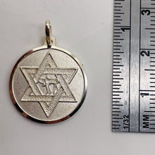 Load image into Gallery viewer, Star of David with Chai Sterling Silver Round Charm | 1" Long | Silver| 1 Charm|