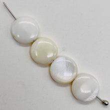 Load image into Gallery viewer, Mother of Pearl Natural Pi Circle Round Beads | 11x3mm | White | 4 Beads |