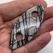 Load image into Gallery viewer, Picasso Jasper Marquis Pendant Bead | 77x32x5mm | Gray Black | 1 Bead |