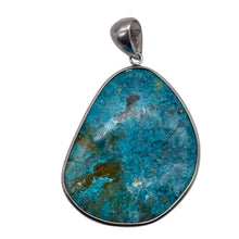 Load image into Gallery viewer, Chrysocolla Sterling Silver Oval Pendant | 2" Long | Blue | 1 Pendant |