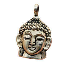 Load image into Gallery viewer, Buddha Head Sterling Silver Buddha Pendant Charm | 1 1/2" Long| Silver| 1 Charm|