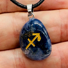 Load image into Gallery viewer, Zodiac Sagittarius Sodalite Stone Pendant | 1 1/2" Long| Blue, White| 1 Pendant|