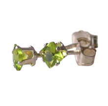 Load image into Gallery viewer, Princess 3mm Created Green Peridot & 925 Sterling Silver Stud Earrings 10152H