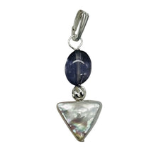 Load image into Gallery viewer, Iolite and Pearl Sterling Silver Pendant |1 3/8" Long| Purple, White| 1 Pendant|