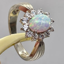Load image into Gallery viewer, Gemstone Oval CZ Opal Sterling Silver Ring | 7 | Fire Green Red | 1 Ring |