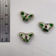 Load image into Gallery viewer, Cloisonne Butterfly Pendant Beads | Green, White | 16x10x6mm | 3 Beads |