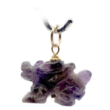 Load image into Gallery viewer, Wild! Amethyst Hand Carved Winged Dragon 22K Vermeil Gold Pendant 509286AMG