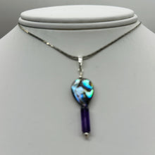 Load image into Gallery viewer, Amethyst, Abalone Sterling Silver Pendant| 1 3/4" Long| Purple, Blue| 1 Pendant|