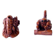 Load image into Gallery viewer, Scorpio Carved Scorpion Boxwood Ojime/Netsuke Bead | 30x15x13mm | Brown