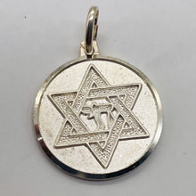 Load image into Gallery viewer, Star of David with Chai Sterling Silver Round Charm | 1" Long | Silver| 1 Charm|