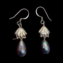 Load image into Gallery viewer, Rainbow Pearl Sterling Silver Dangle Earrings | 1 1/2" Long | Lavender | 1 Pair|