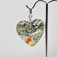 Load image into Gallery viewer, Limbcast Agate Agate Valentine Heart Silver Pendant | 28x28x2mm | Moss Green |