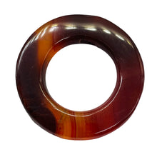 Load image into Gallery viewer, Carnelian Agate Picture Frame Circle | 31x5mm | Dark Orange White | 1 Bead |