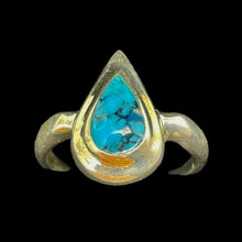 Load image into Gallery viewer, Turquoise Sterling Silver Teardrop Ring | Size 7.75 | Blue Black | 1 Ring |