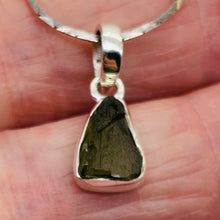 Load image into Gallery viewer, Moldavite 8.31ct Sterling Silver Triangle Pendant | 3/4" Long |Green| 1 Pendant|