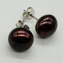 Load image into Gallery viewer, Fresh Water Pearls Silver Post Earrings | 10mm | Rosy Purple | 1 Pair |