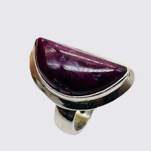 Load image into Gallery viewer, Gemstone Ruby Sterling Silver Half-Moon Ring | Size 7 | Red | Ring |