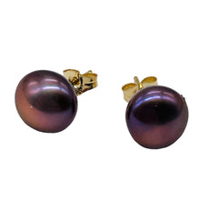 Load image into Gallery viewer, Pearl 14K Gold Post Round Earrings | 8mm | Lavender Pink | 1 Pair |