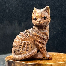 Load image into Gallery viewer, Kitty Cat Signed Sitting Pose Boxwood Carving | 1 Netsuke |