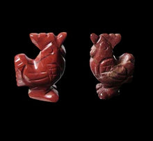 Load image into Gallery viewer, 2 Cute Carved Brecciated Jasper Rooster Animal Beads | 21x16x8.5mm | Red