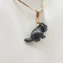 Load image into Gallery viewer, Hematite Triceratops Dinosaur with 14K Gold-Filled Pendant 509303HMG