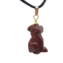 Load image into Gallery viewer, Red Jasper Dog Pendant Necklace | Semi Precious Stone Jewelry | 14k Pendant |