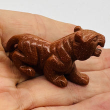 Load image into Gallery viewer, Snarling Tiger Goldstone Carved Figurine | 1 Statue | | 2 x 1 1/4 | Red