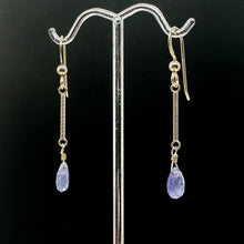 Load image into Gallery viewer, Tanzanite 14K Gold Filled Dangle Wire Wrap Earrings | Lavender | 1 Inch Long |